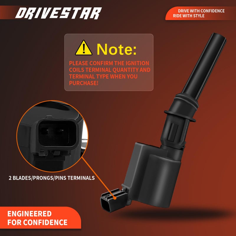 DRIVESTAR Ignition Coil for Ford F150 E150,for Lincoln Town Car,for Mercury 4.6L 5.4L V8 Replacement with DG508 C1454 C1417 FD503 C1417 DG473 DG481 DG491 - Image 2